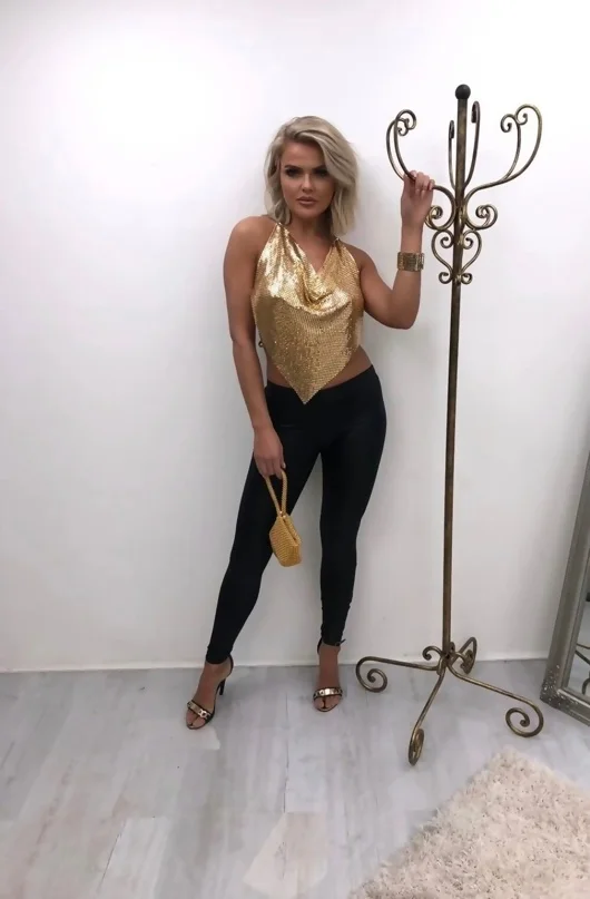 Gold Chainmail Halter Neck Top